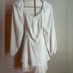 romper dress, white with built in shorts, tie in the back